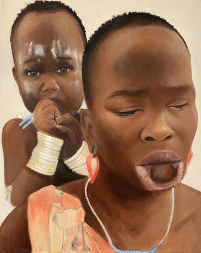 Faces of Africa, Mother and child, 70x 100 oil on canvas, 2014