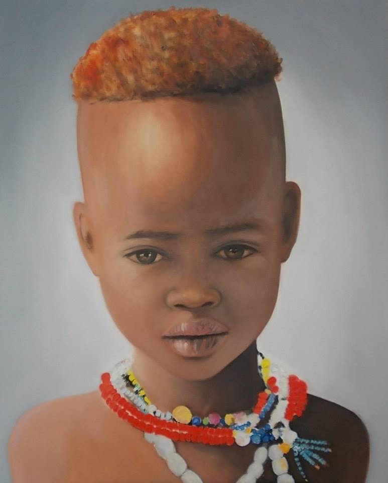 Faces of Africa, Little fighter,  70x 100 oil on canvas, 2014