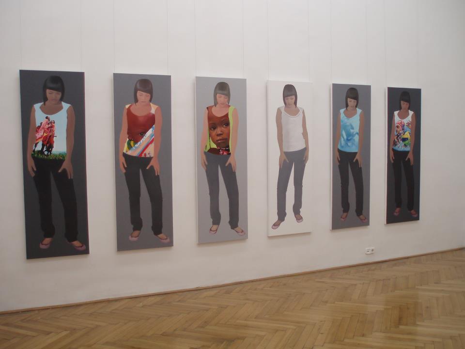 Clones serie, 6x 60×180 cm oil on canvas, 2008