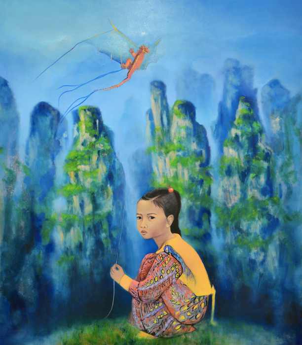 Asian serie, Tioman and the dragon, 160×140 cm oil on canvas, 2020